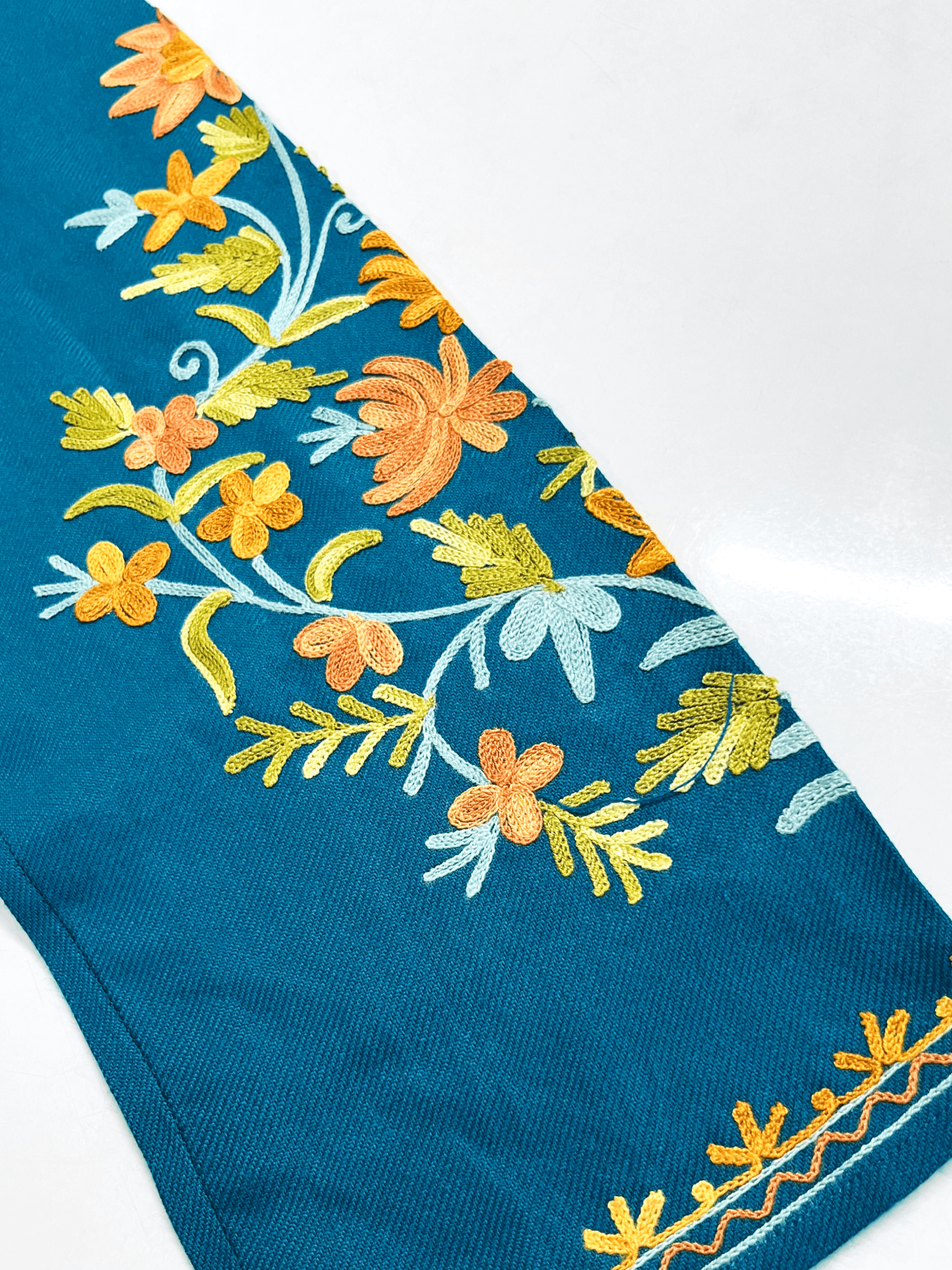 Teal Floral Aari Embroidered Kashmiri Coord Set