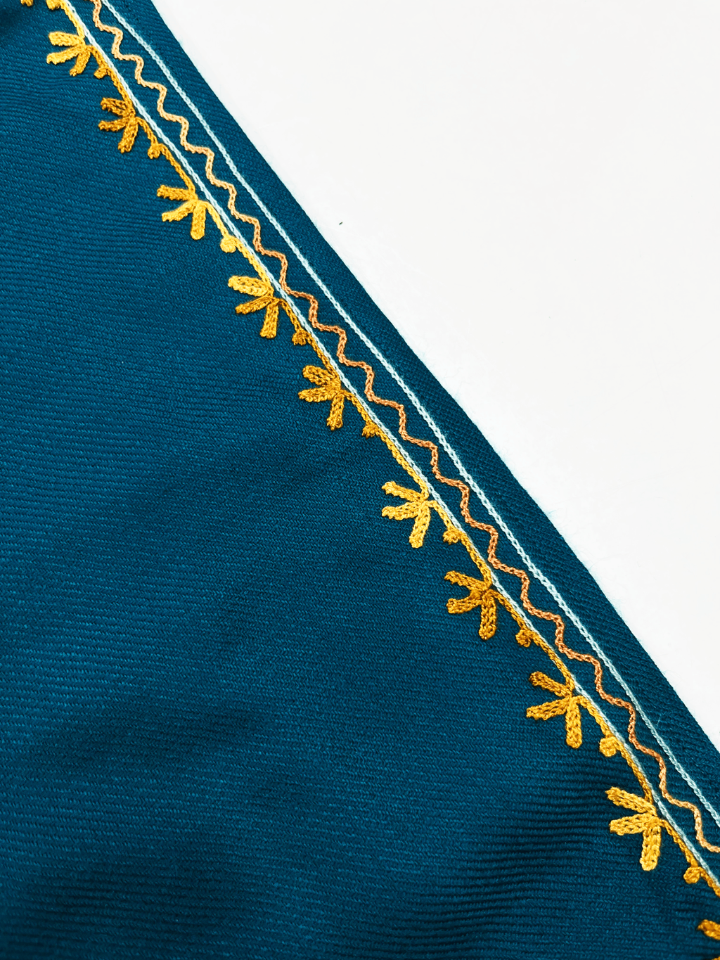 Teal Floral Aari Embroidered Kashmiri Coord Set