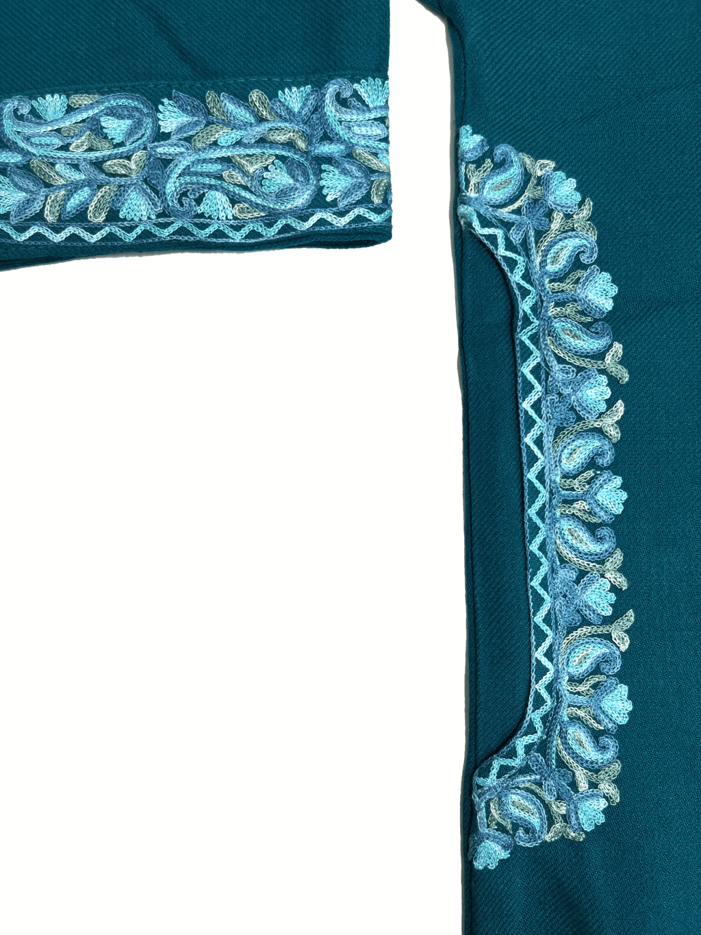 Teal Floral Aari Embroidered Kashmiri Pheran