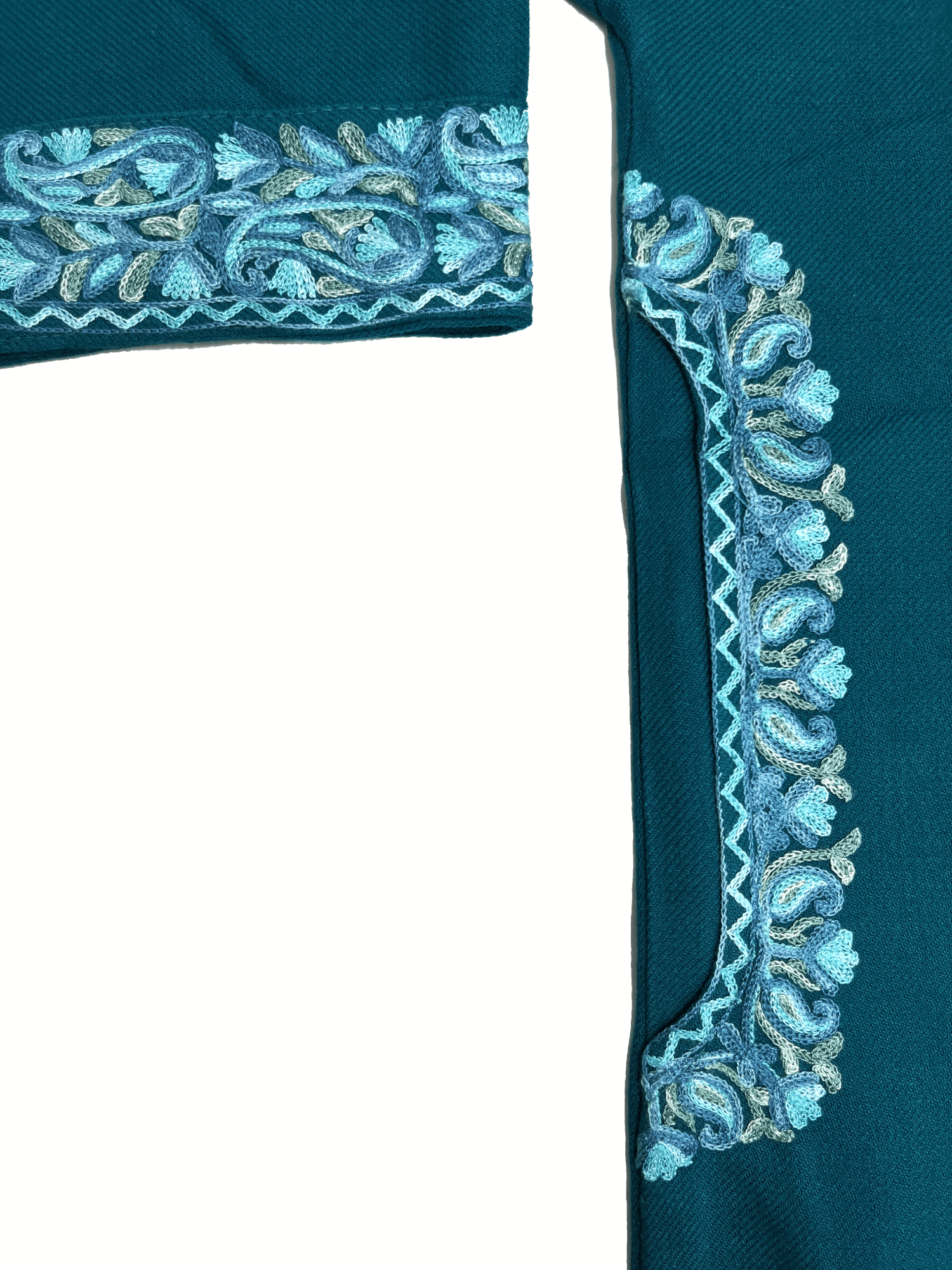 Teal Floral Aari Embroidered Kashmiri Pheran