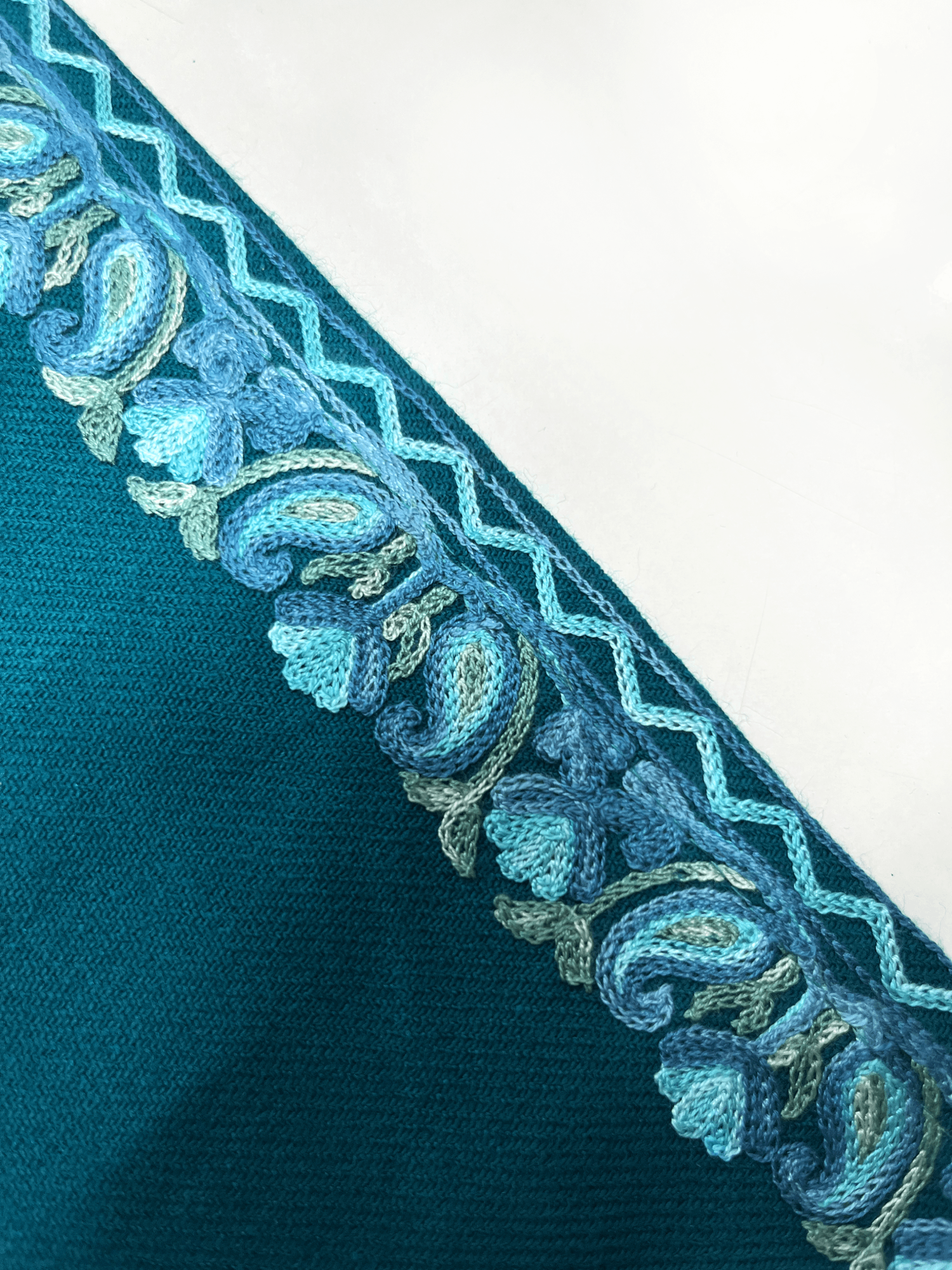 Teal Floral Aari Embroidered Kashmiri Pheran