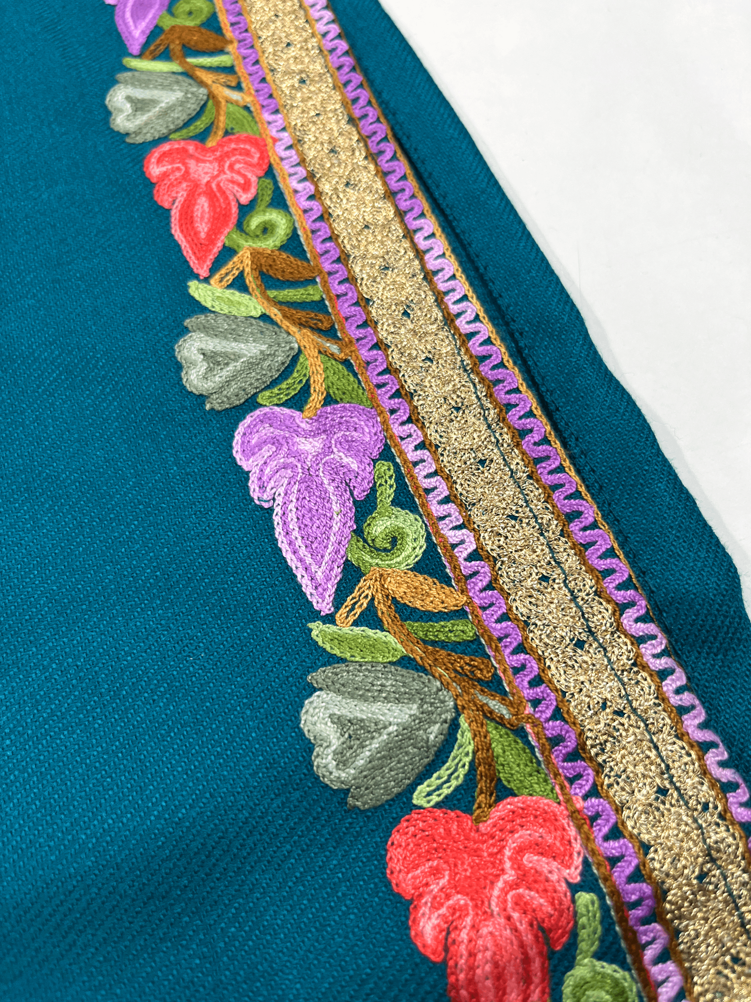 Teal Green Aari and Tilla Embroidered Kashmiri Co-ord set