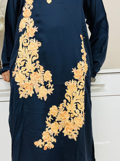  Thread Work Cotton Straight Kurti For Women