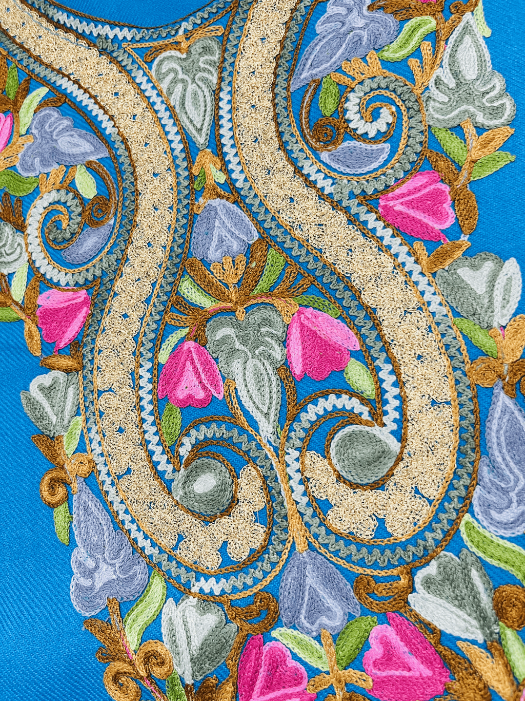 Turquoise Blue Aari Embroidered Kashmiri Co-ord set