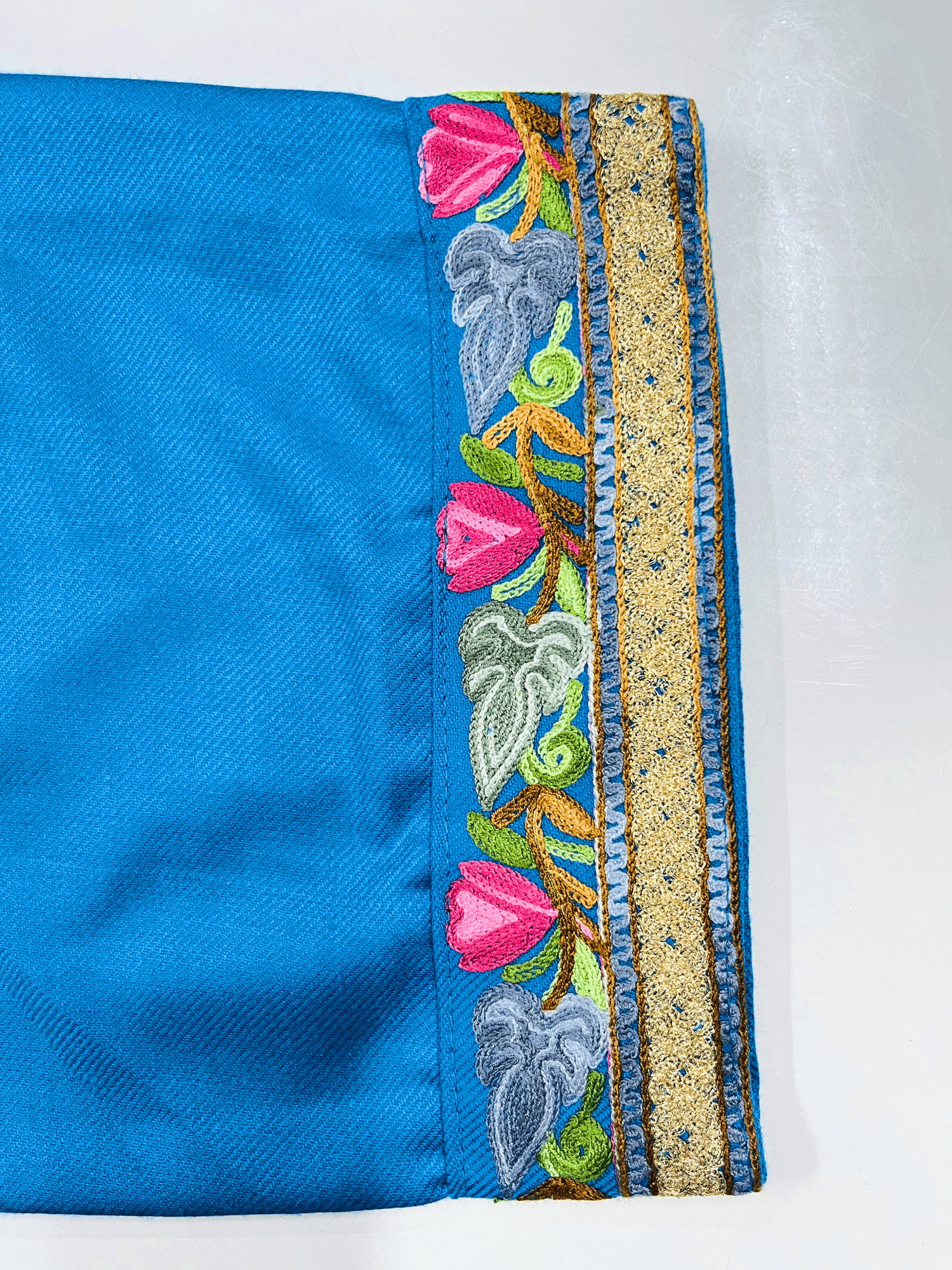 Turquoise Blue Aari Embroidered Kashmiri Co-ord set