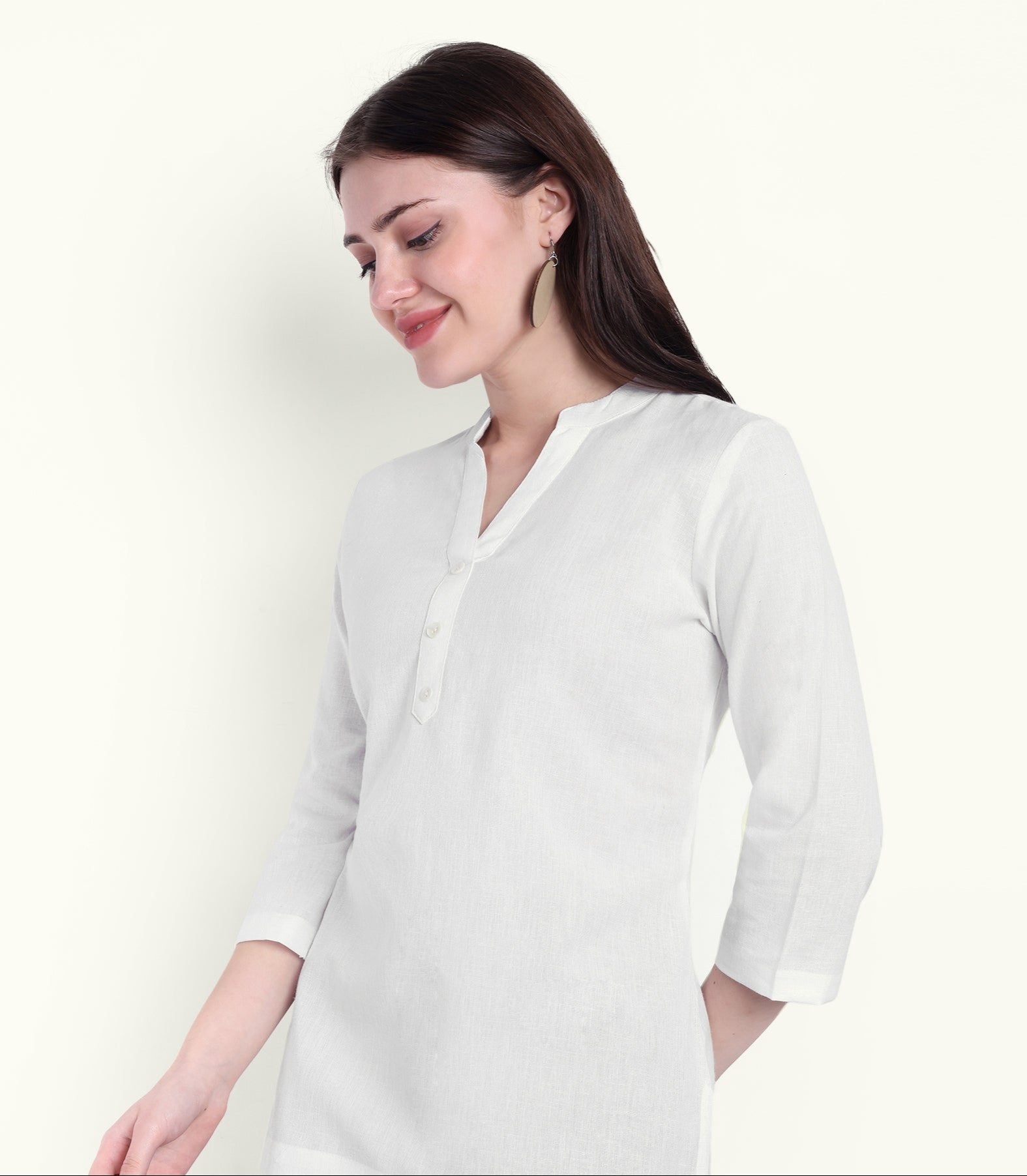 White Airy Linen Short Kurti 