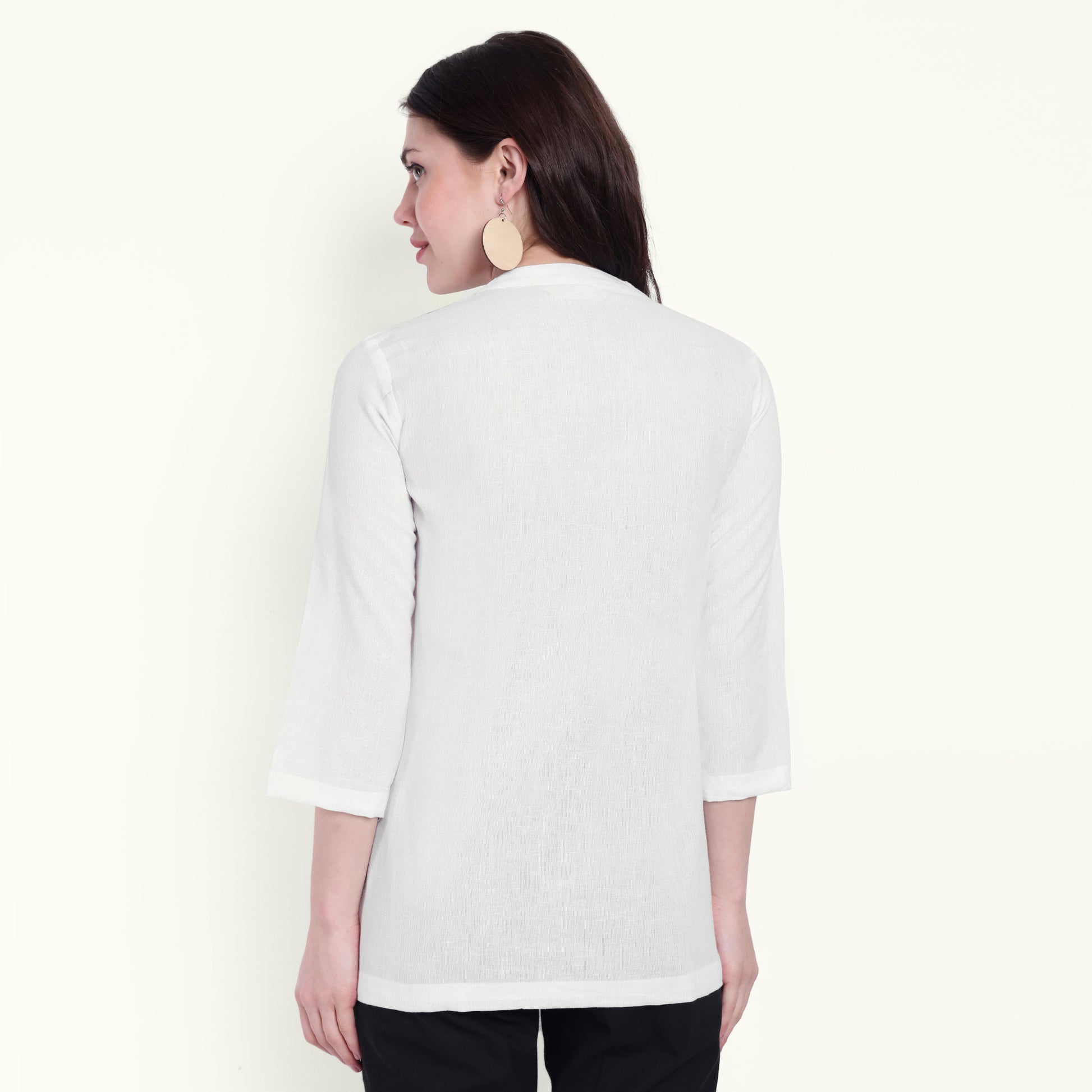 White Airy Linen Short Kurti Stylish Look