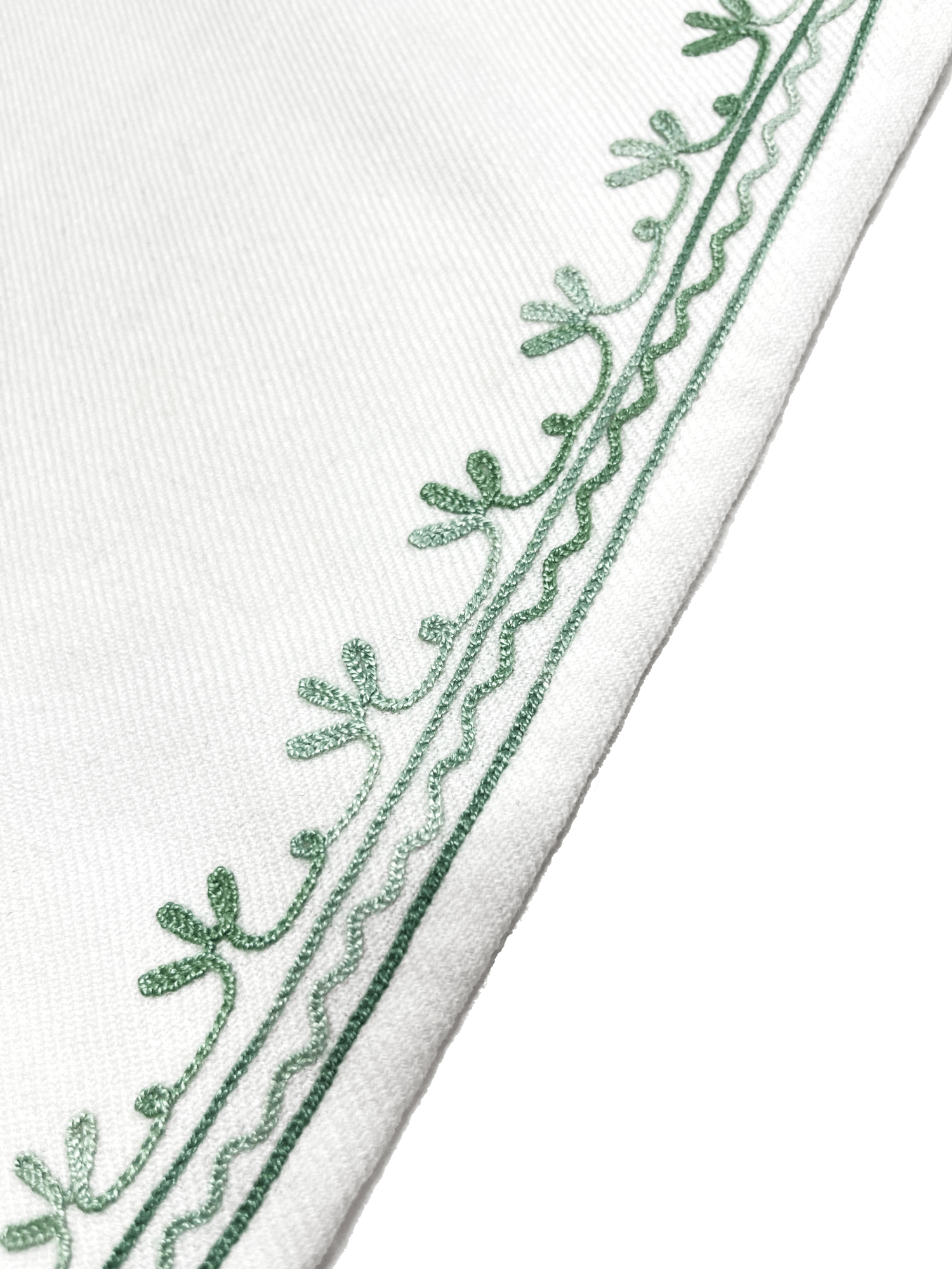 White & Green Floral Aari Neck Embroidered Kashmiri Pheran