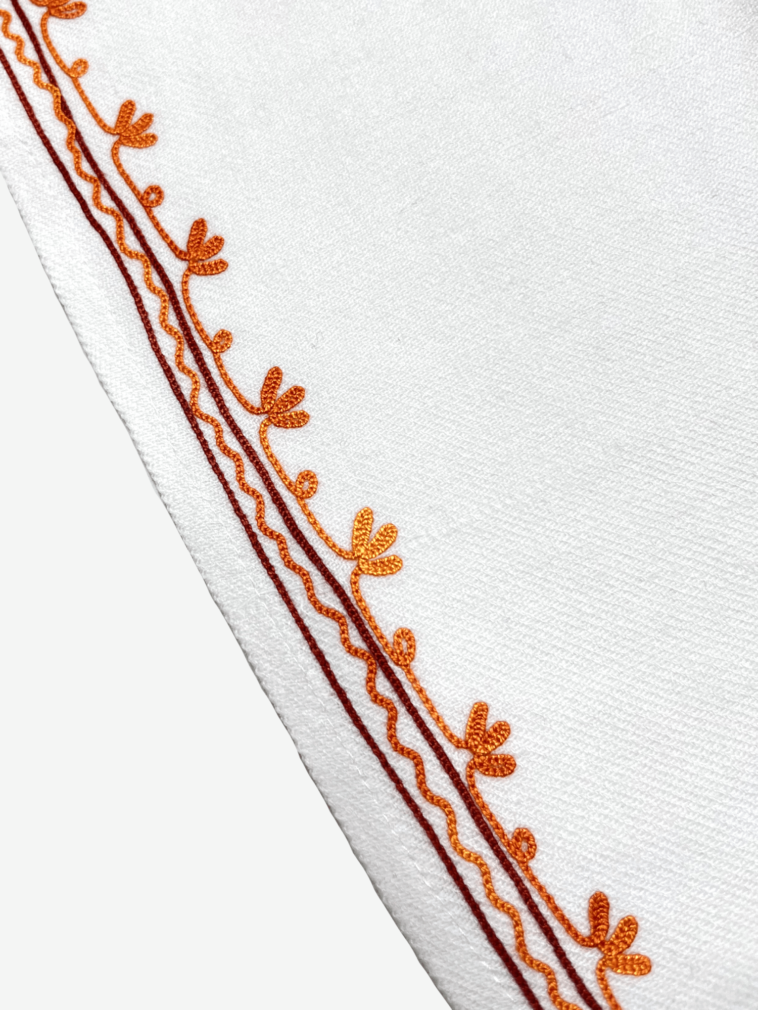 White & Maroon Floral Aari Neck Embroidered Kashmiri Pheran