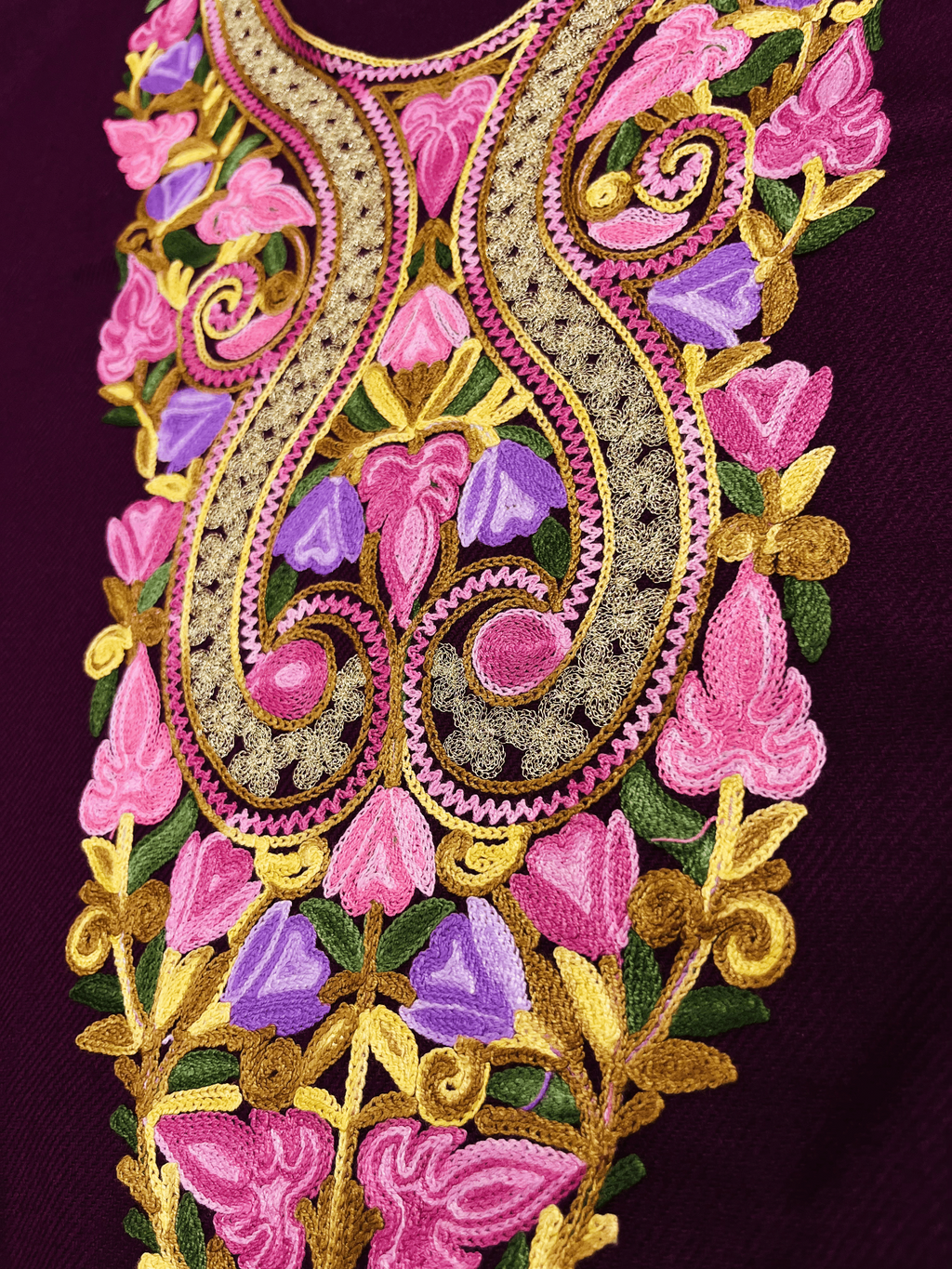 Wine Aari-Tilla Embroidered Kashmiri Co-ord set