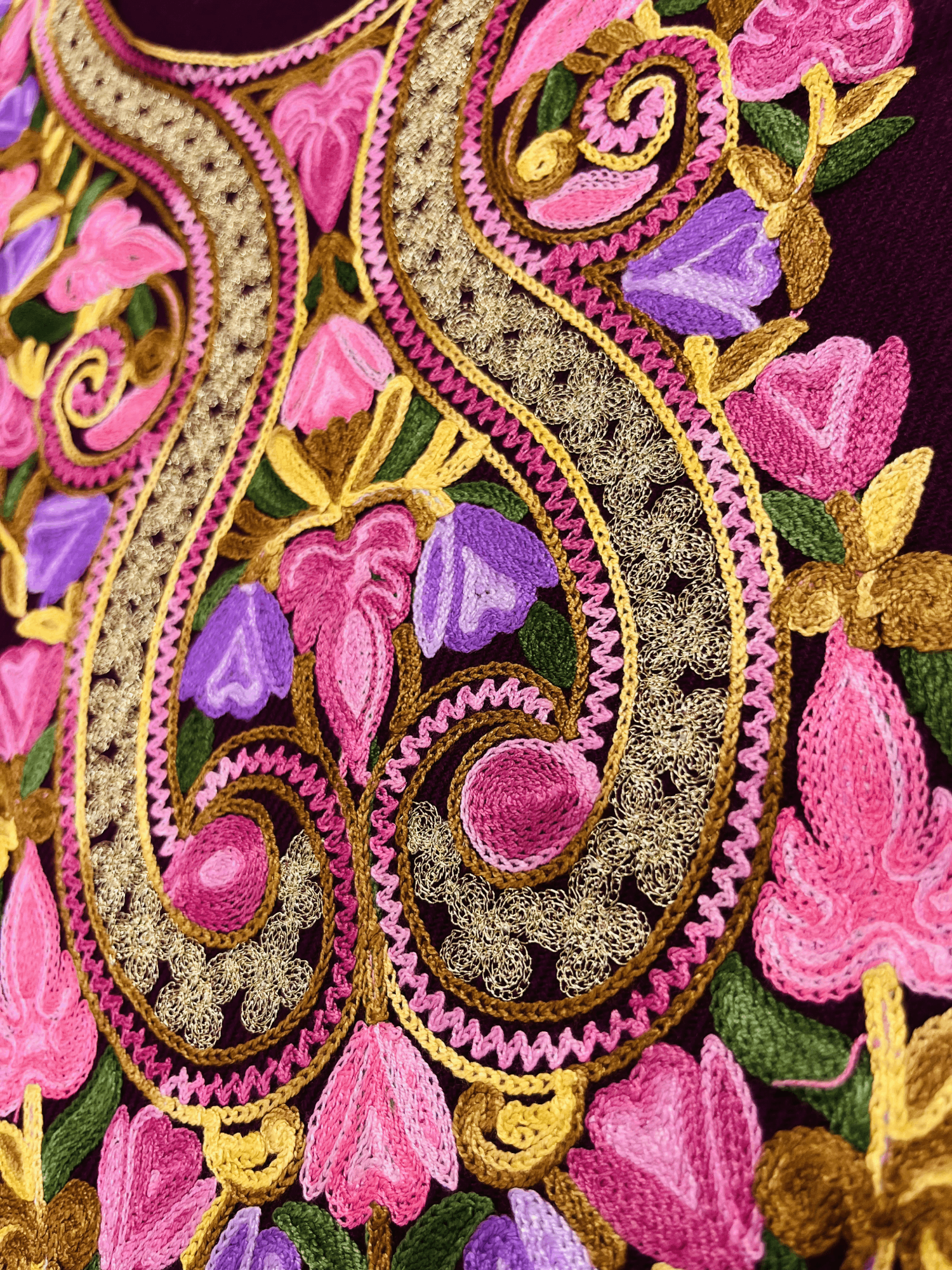 Wine Aari-Tilla Embroidered Kashmiri Co-ord set