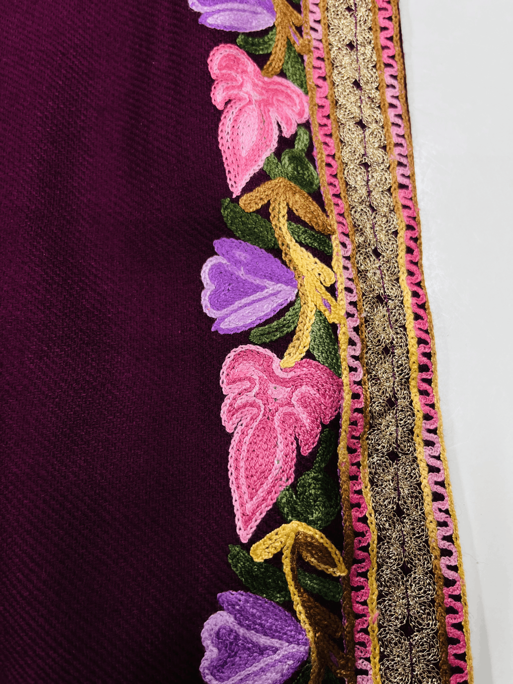Wine Aari-Tilla Embroidered Kashmiri Co-ord set