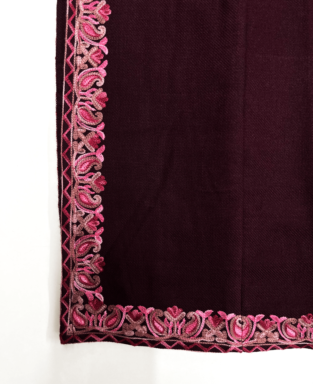 Wine Floral Aari Embroidered Kashmiri Pheran