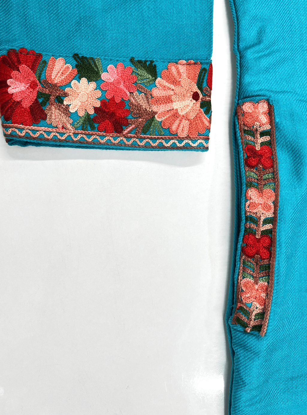 Turquoise Floral Aari Embroidered Kashmiri Coord Set