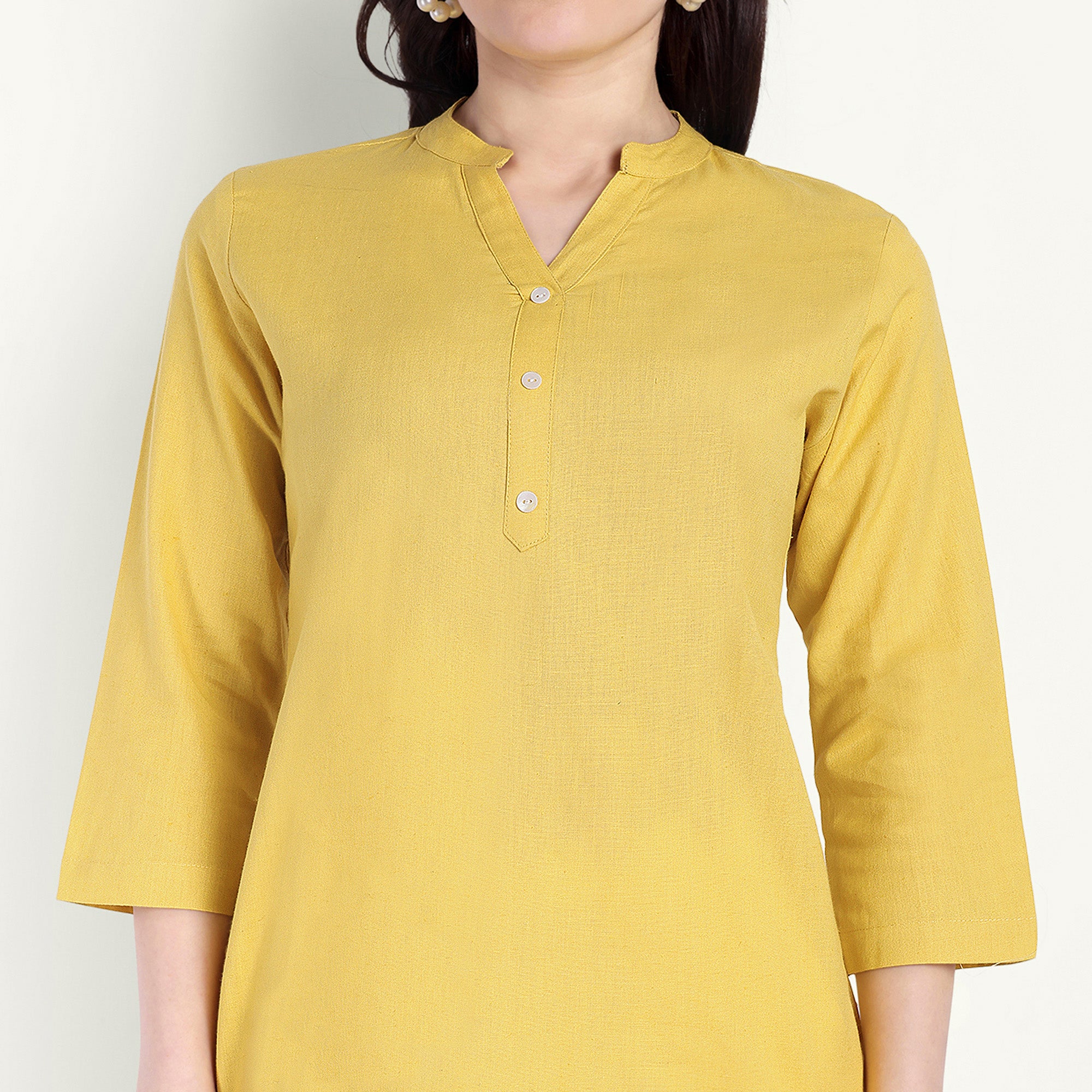  Yellow Airy Linen Short Kurti For Women 