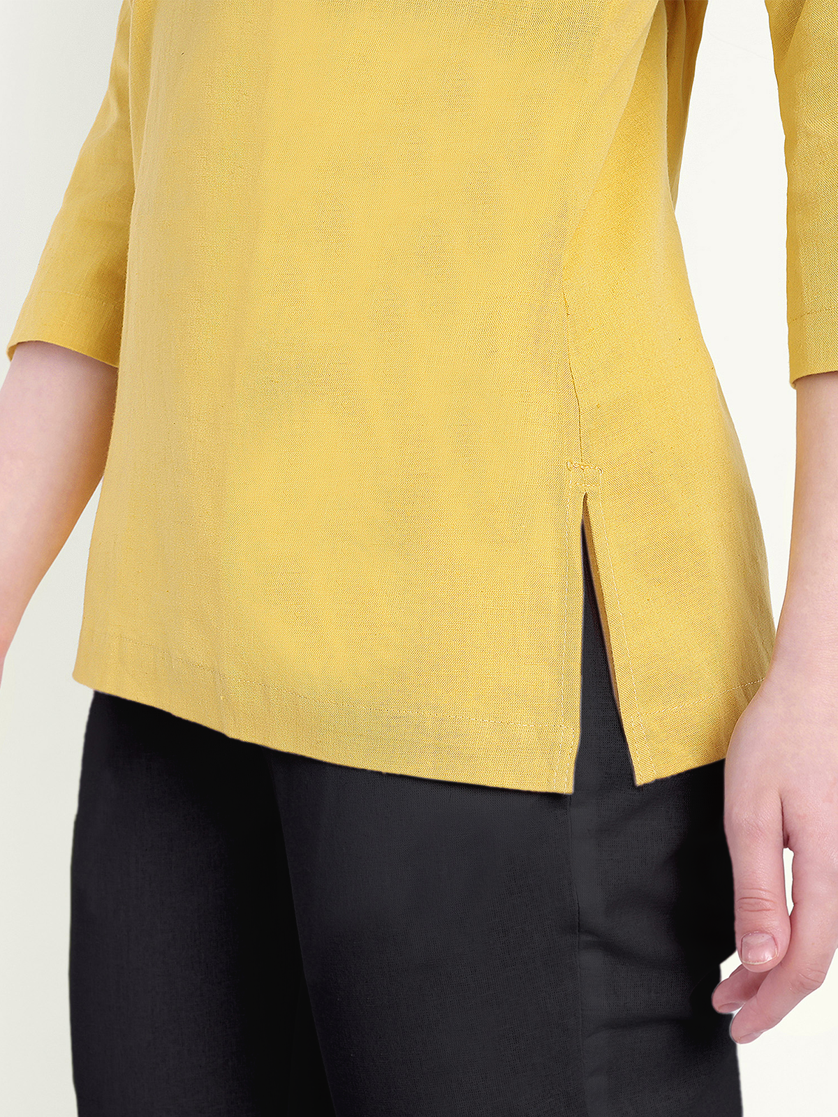 Yellow Kurti and Pant With Pocket Set For Women