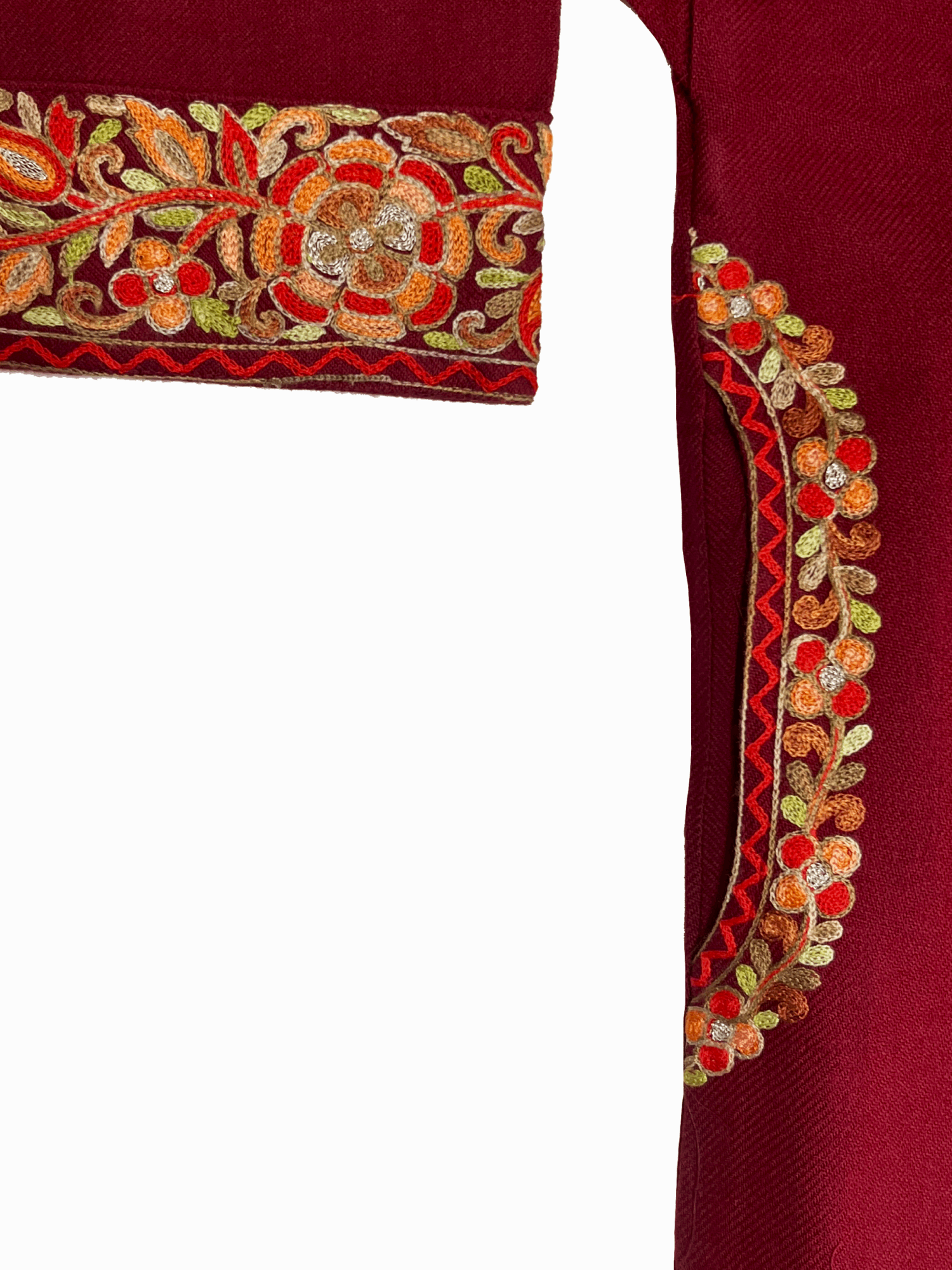 Zar-e-Maroon Aari Tilla Embroidered Kashmiri Pheran