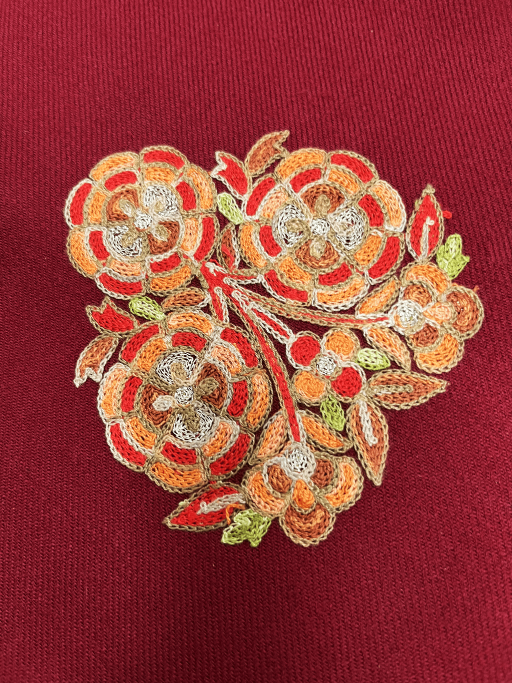 Zar-e-Maroon Aari Tilla Embroidered Kashmiri Pheran