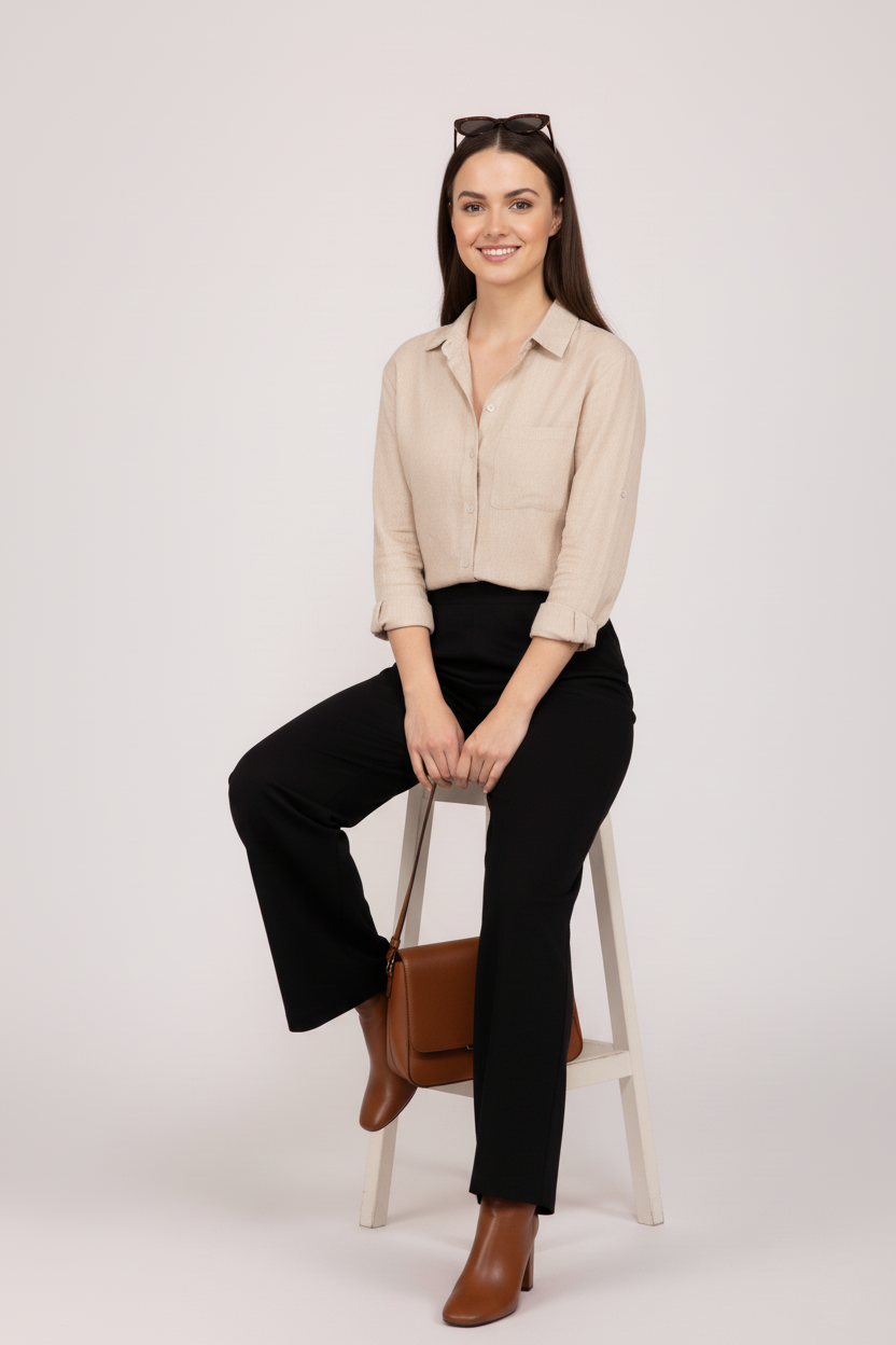 Black Women Wide Leg Cotton Pant