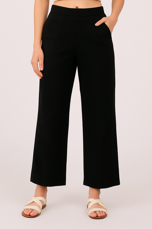 Black Women Wide Leg Cotton Pant
