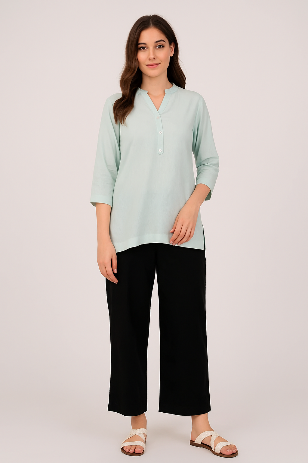 Mint Green Airy Linen Short Kurti