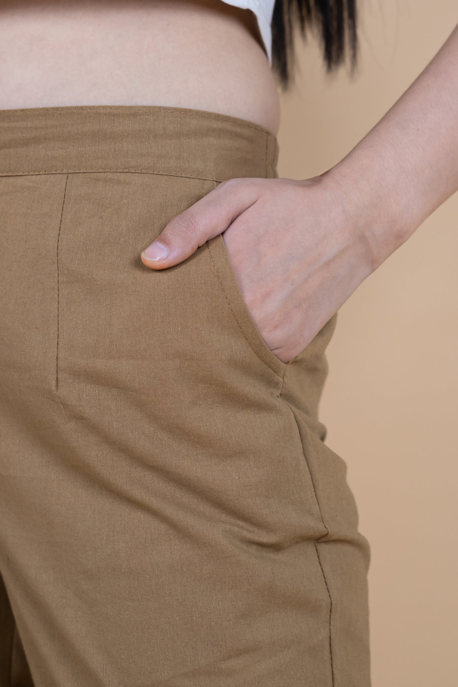 Coffee Brown Women Wide Leg Cotton Pant