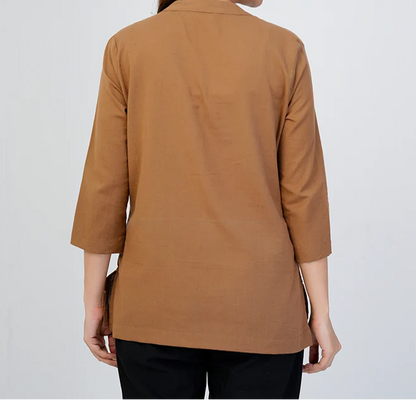 Coffee Brown Airy Linen Short Kurti