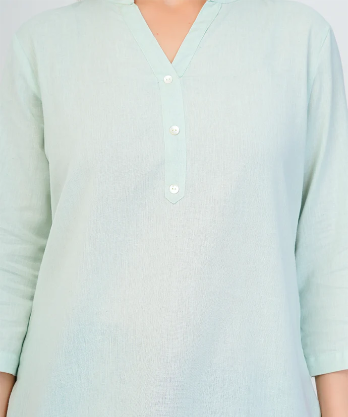 Mint Green Airy Linen Short Kurti