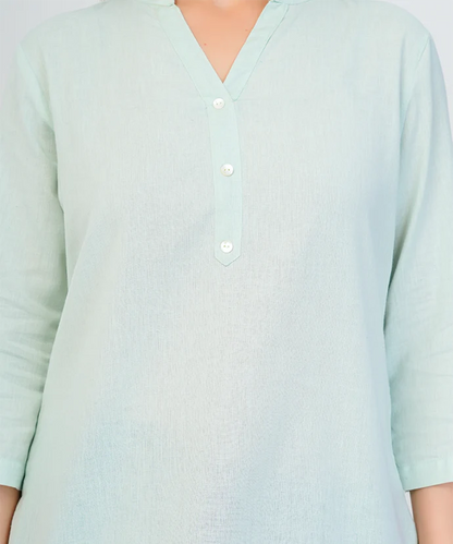 Mint Green Airy Linen Short Kurti