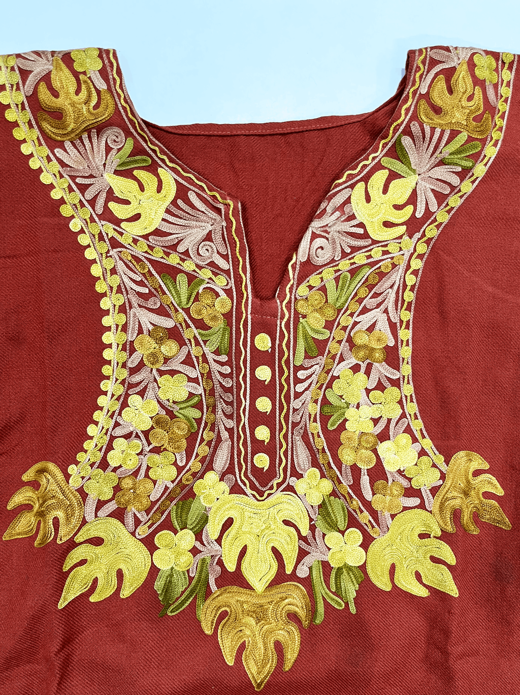 Rusty Orange Embroidered Kashmiri Pheran