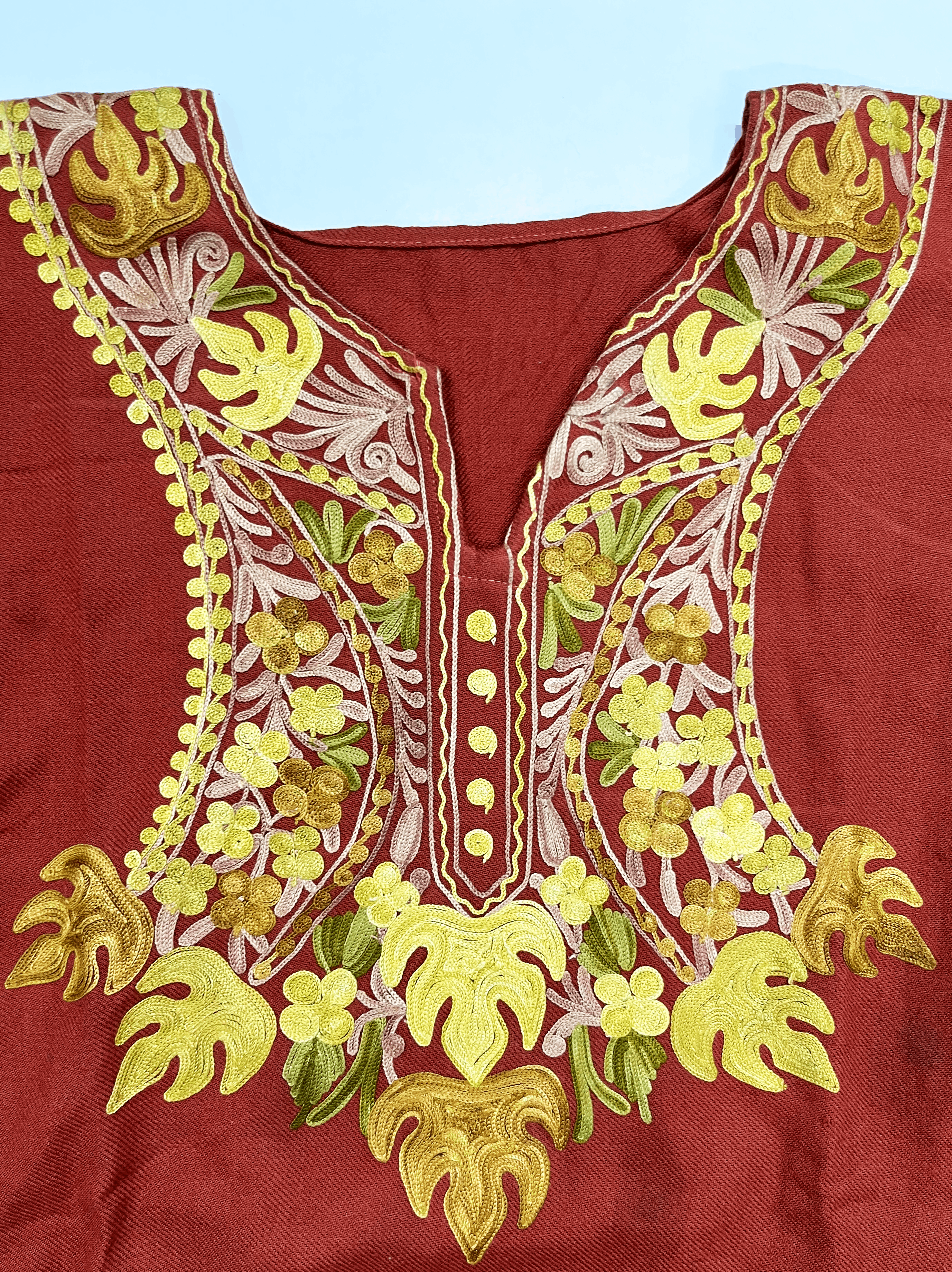 Rusty Orange Embroidered Kashmiri Pheran