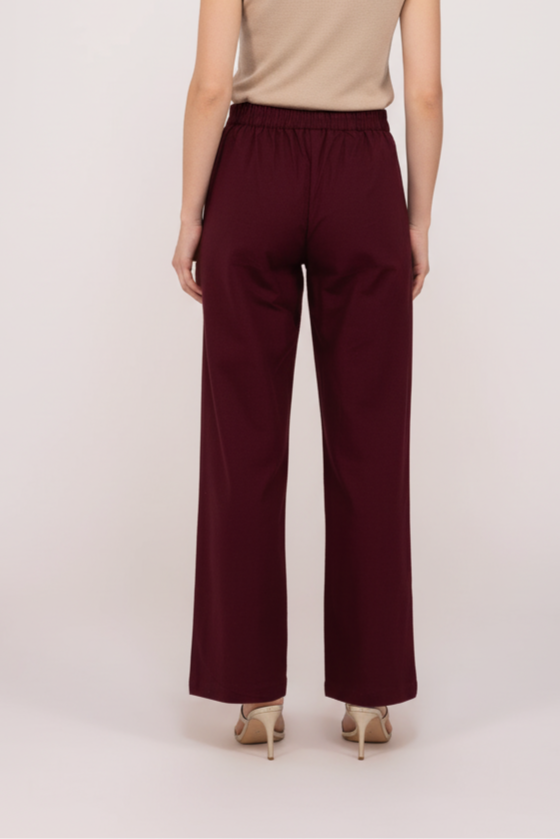 Wine Women Wide Leg Cotton Pant