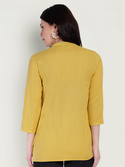 Yellow Kurti and Black Pant Set