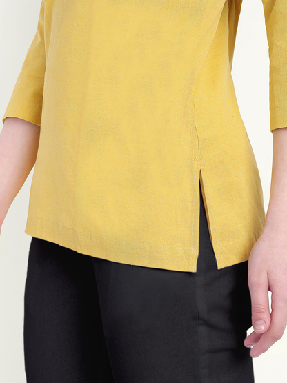 Yellow Kurti and Black Pant Set