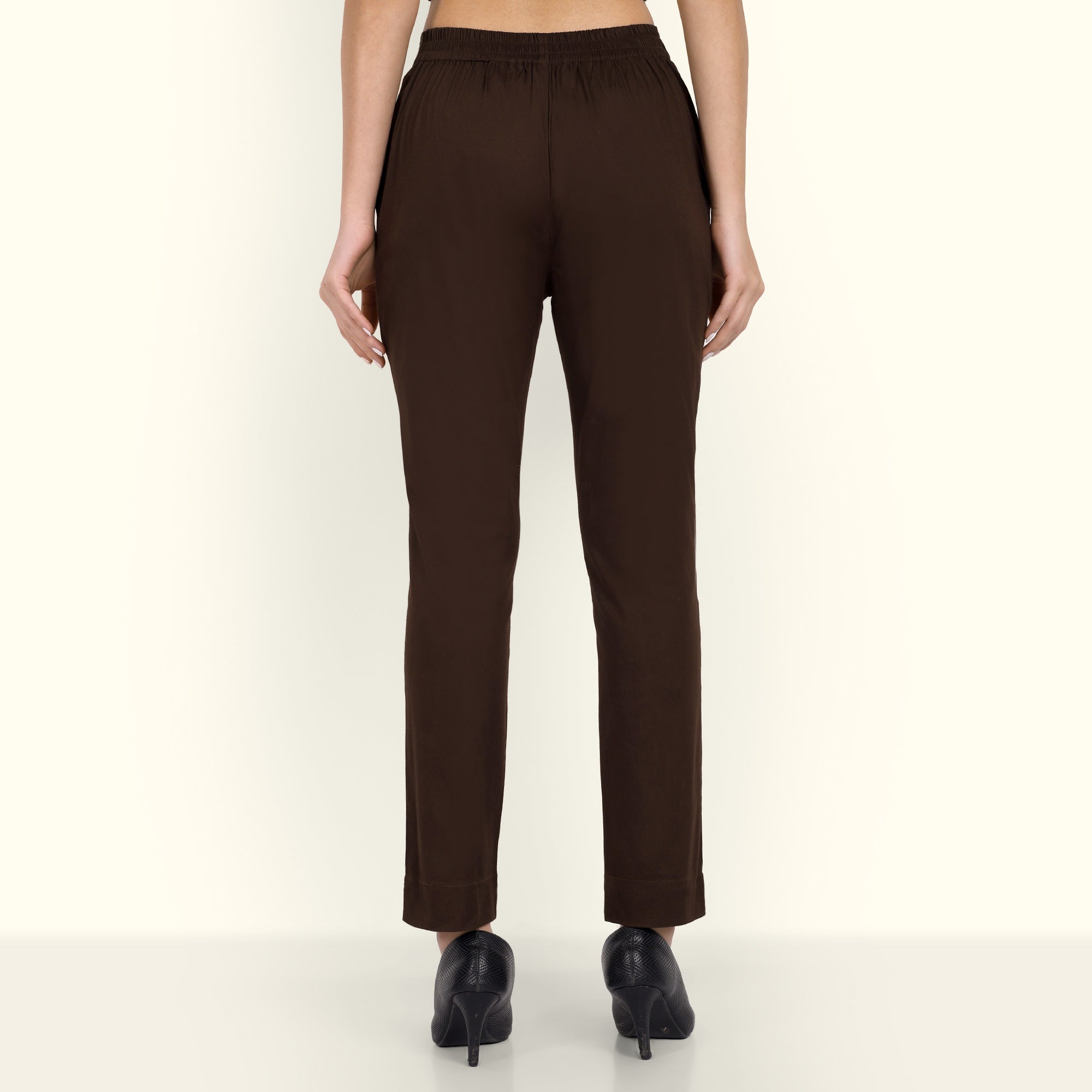 Naariy Coffee Brown Stretchable Cotton Pant