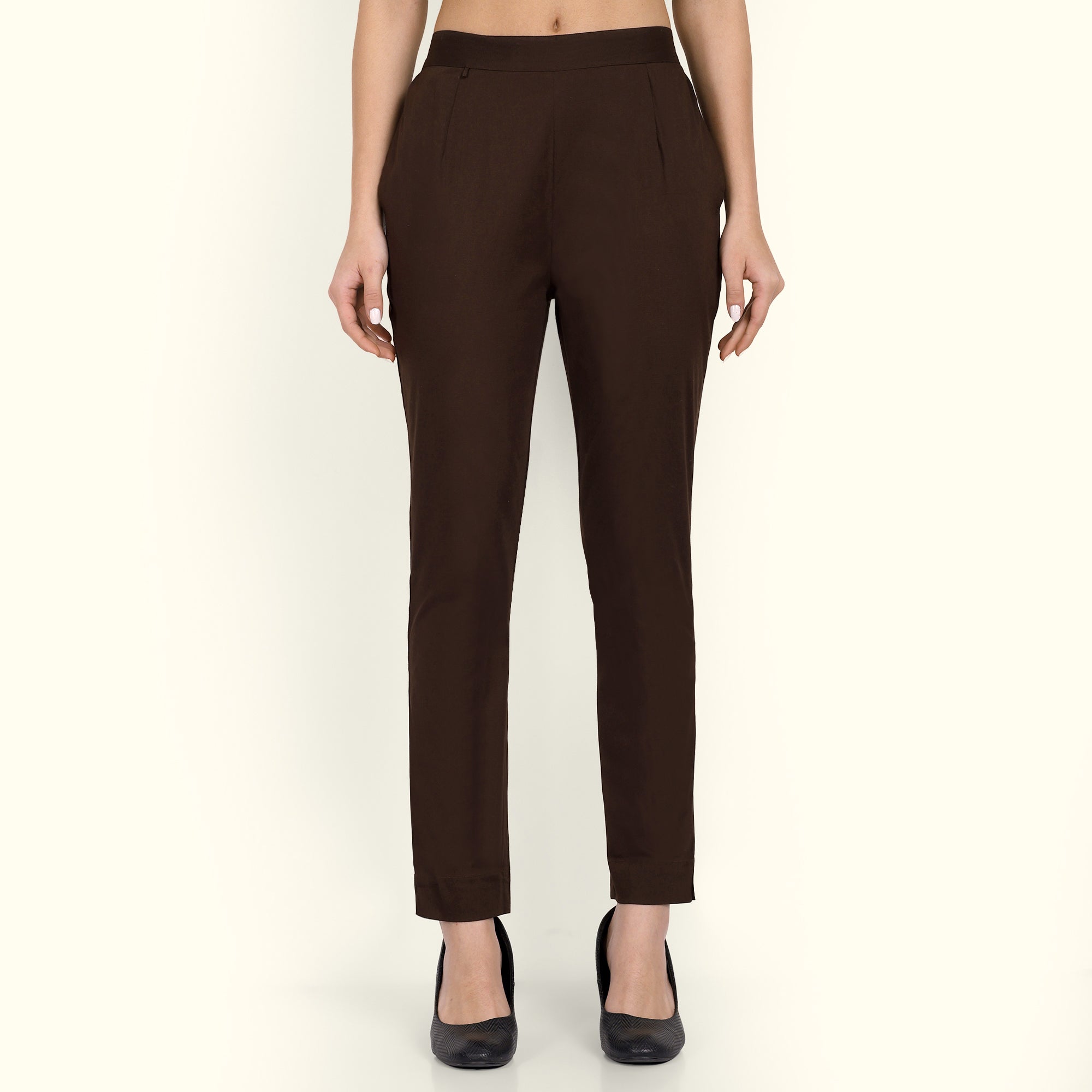 Naariy Coffee Brown Stretchable Cotton Pant