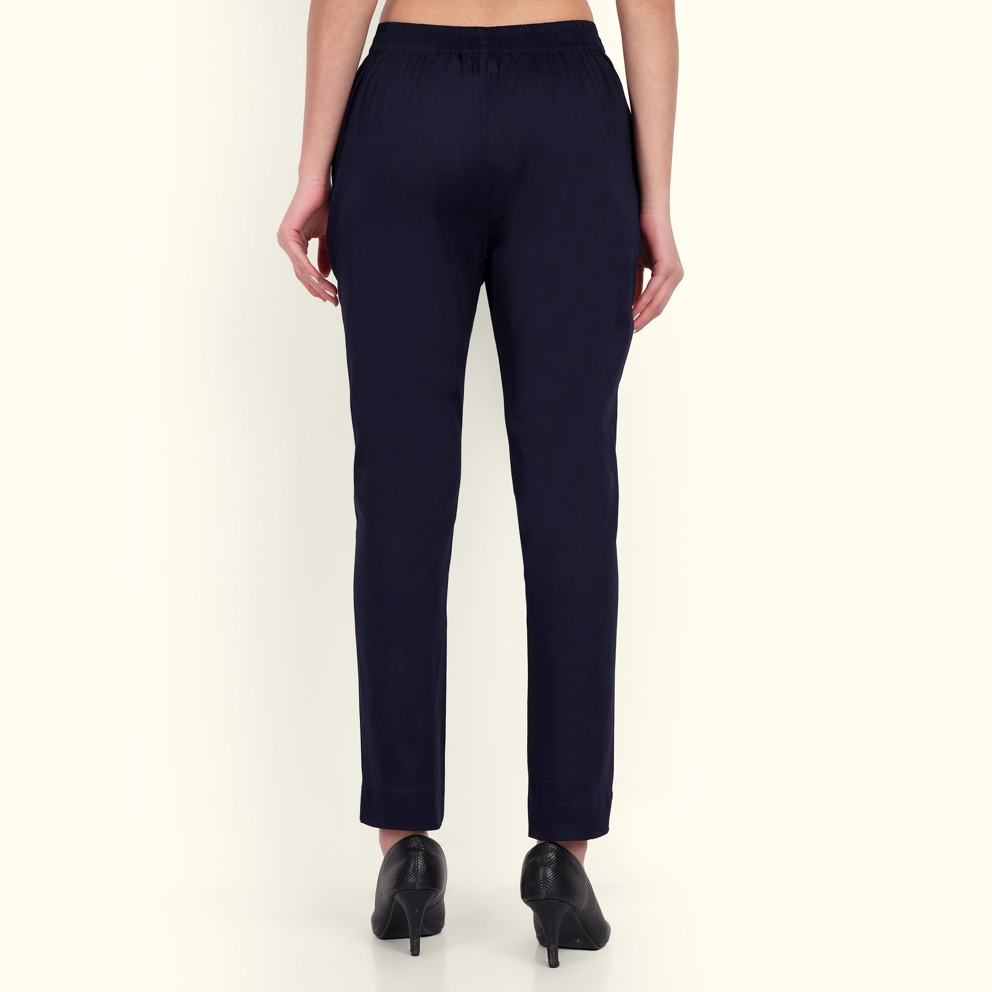 Naariy Navy Blue Stretchable Cotton Pant