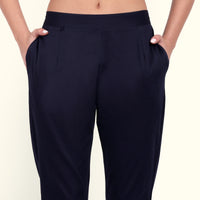 Thumbnail for Naariy Navy Blue Stretchable Cotton Pant
