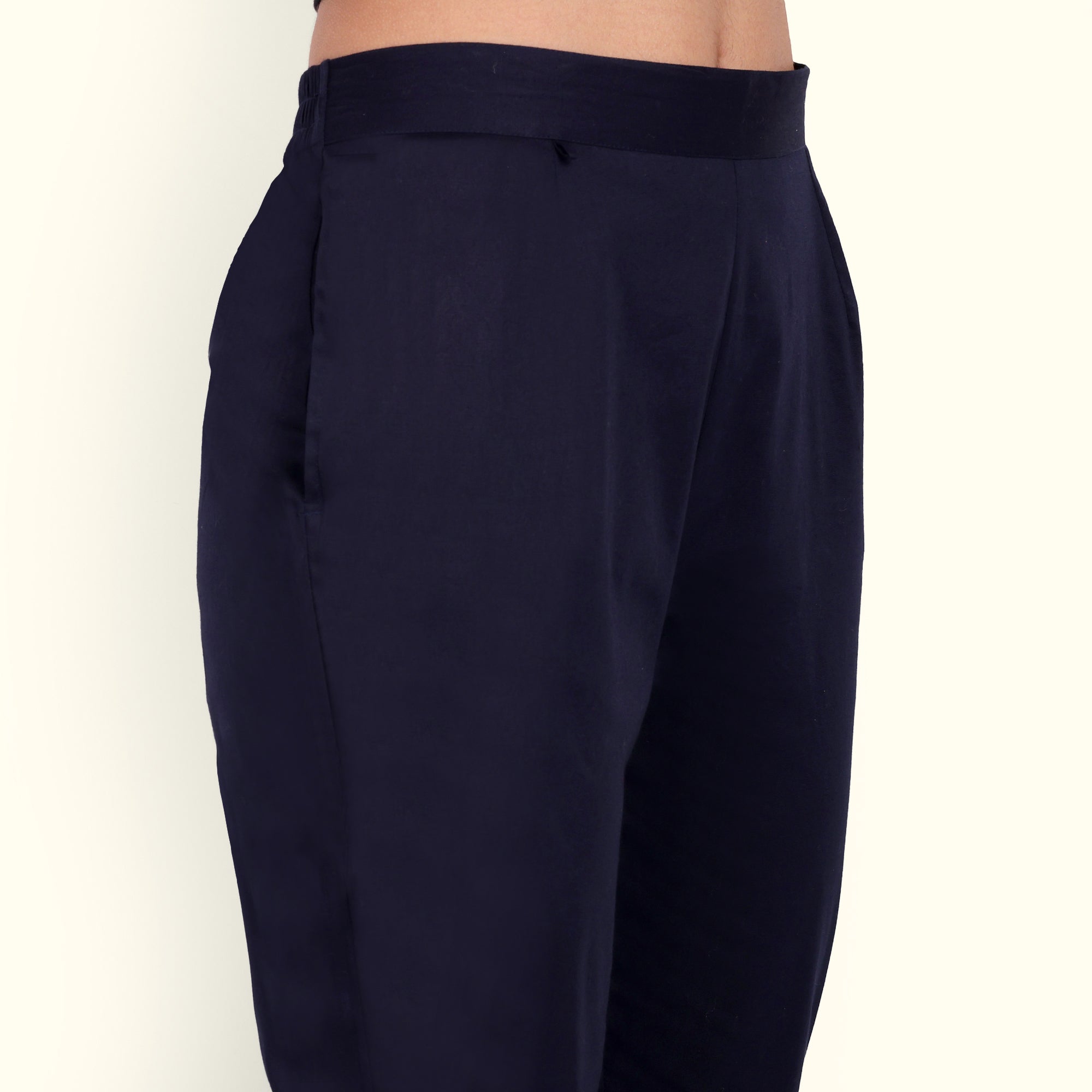 Naariy Navy Blue Stretchable Cotton Pant