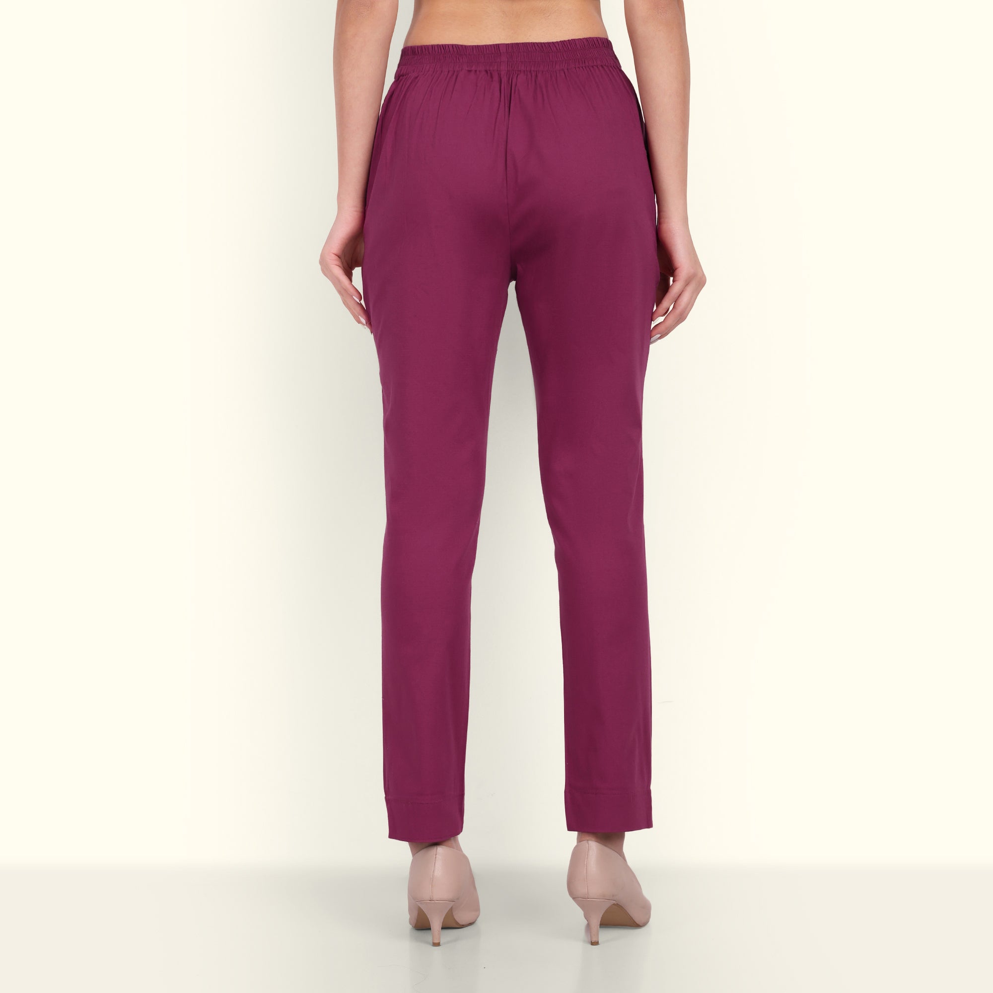 Naariy Rose Taupe Stretchable Cotton Pant