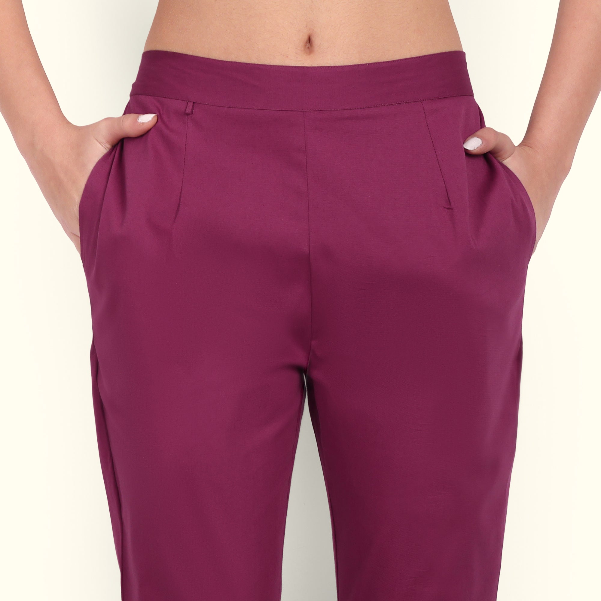 Naariy Rose Taupe Stretchable Cotton Pant