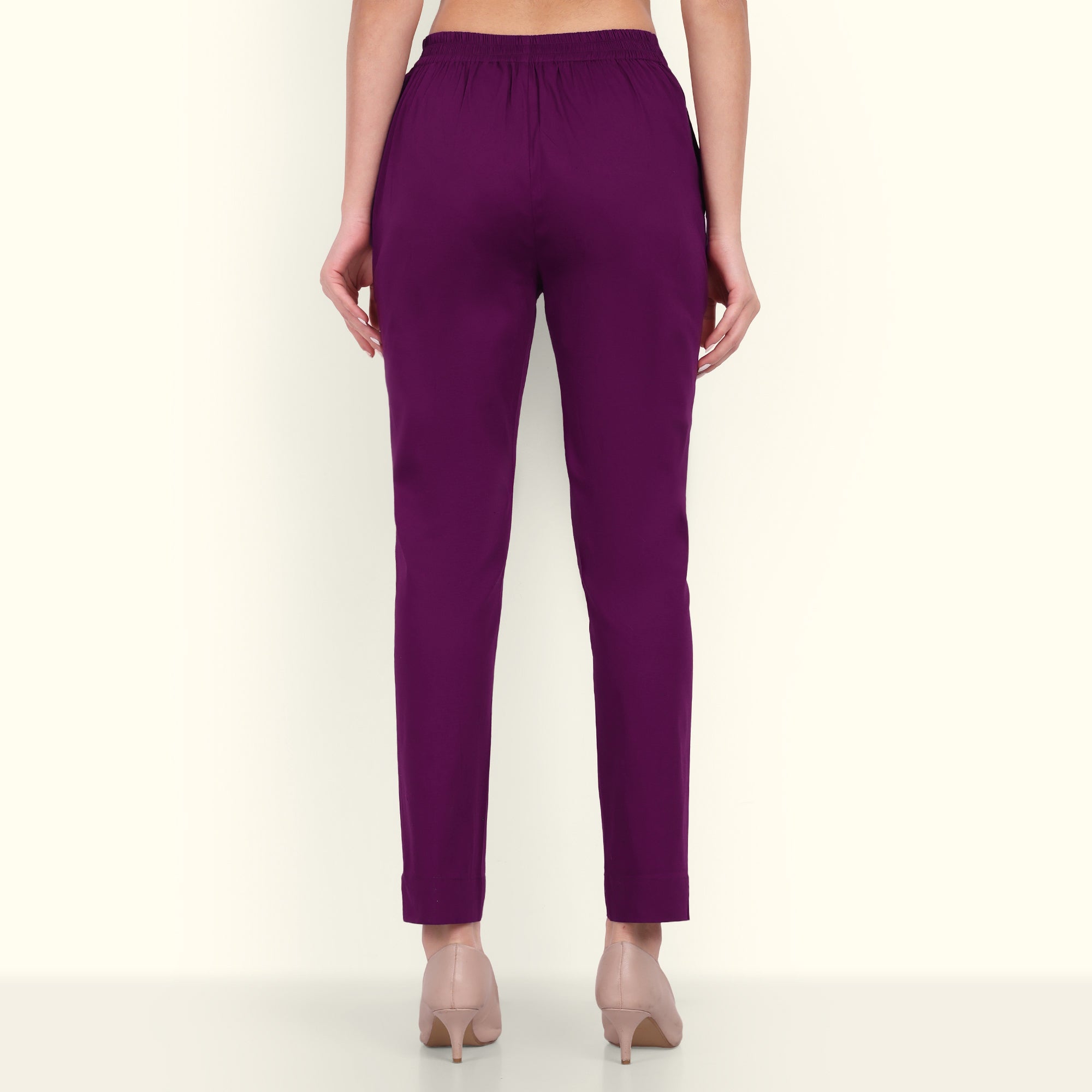 Naariy Purple Stretchable Cotton Pant