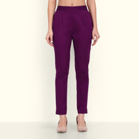 Thumbnail for Naariy Purple Stretchable Cotton Pant