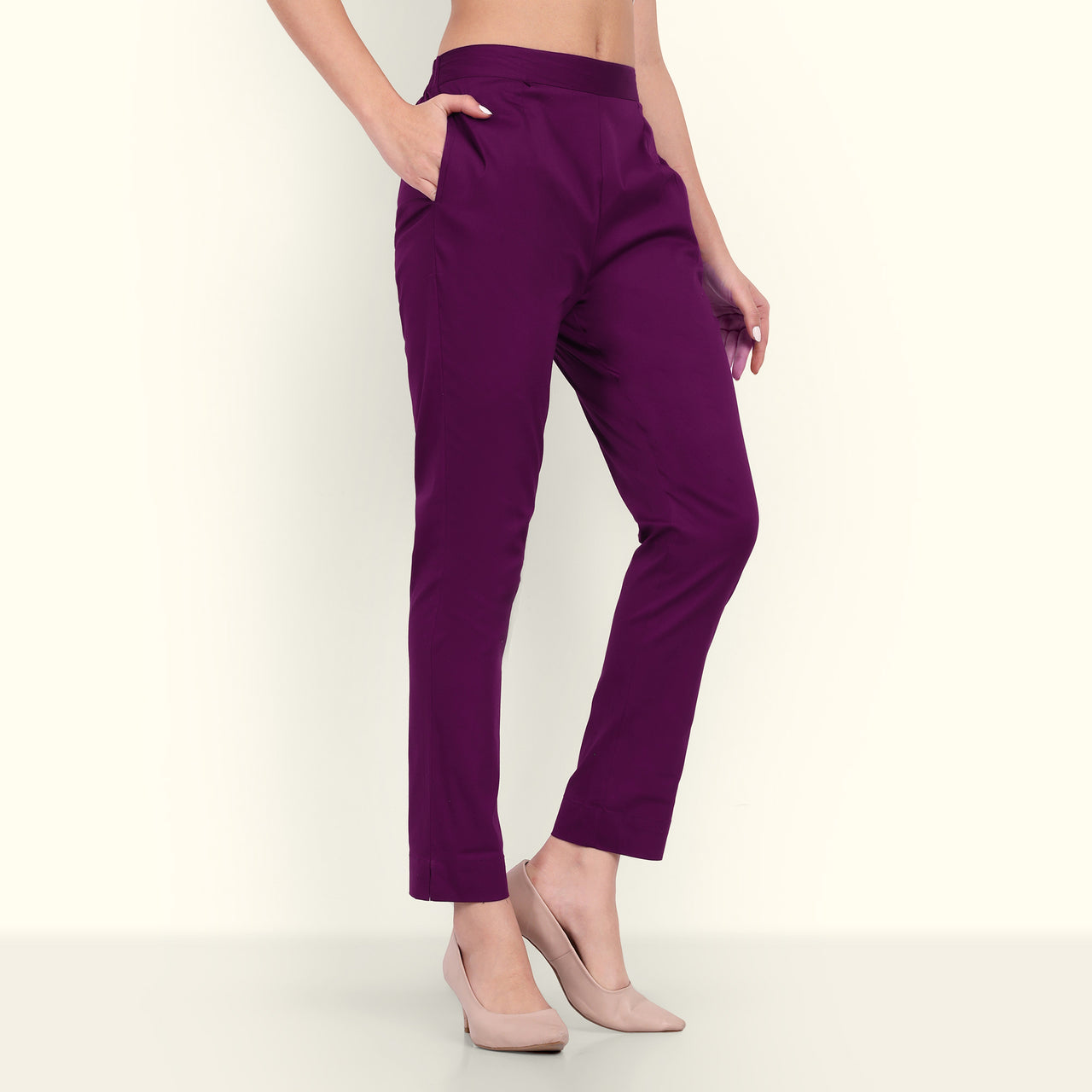 Buy Allen Solly Purple Pleated Trousers for Women's Online @ Tata CLiQ