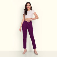 Thumbnail for Naariy Purple Stretchable Cotton Pant