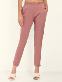 Thumbnail for Naariy Dusty Pink Stretchable Cotton Pant