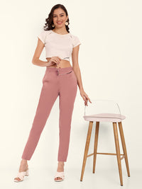 Thumbnail for Naariy Dusty Pink Stretchable Cotton Pant