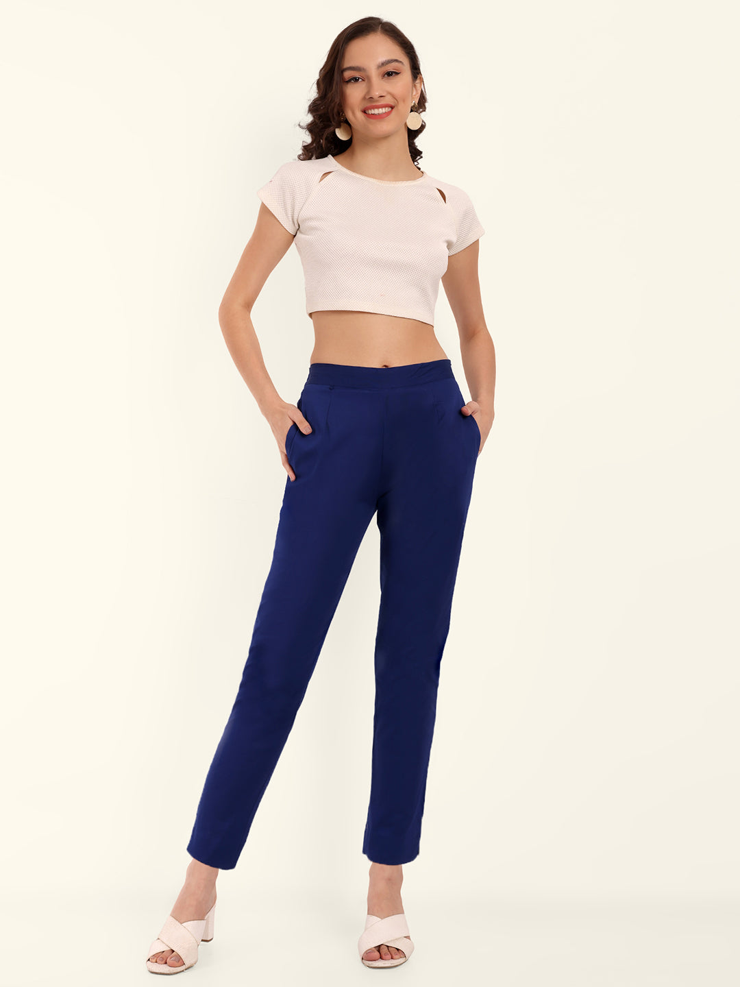 Naariy Royal Blue Stretchable Cotton Pant