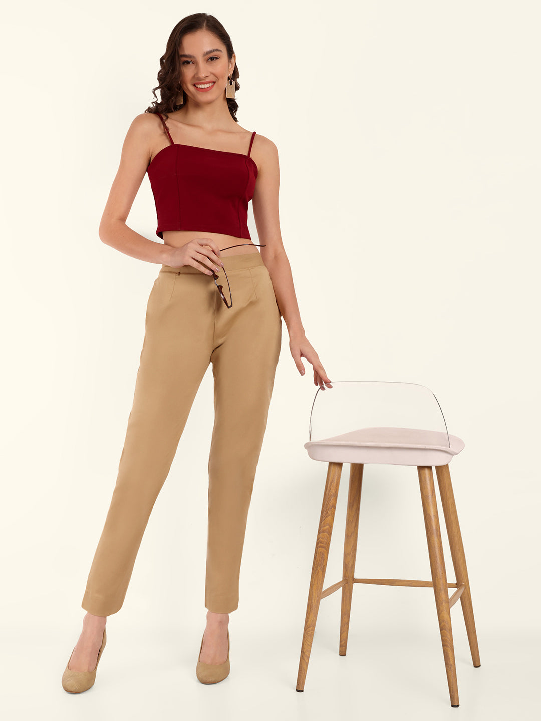 Naariy Light Brown  Stretchable Cotton Pant