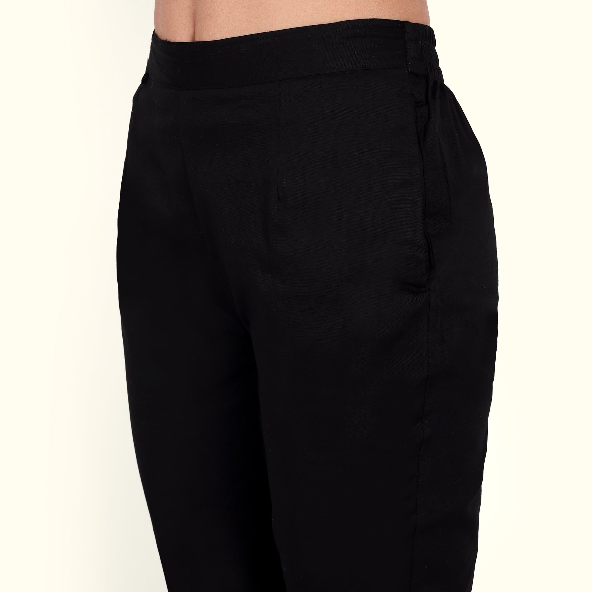  Black Stretchable Cotton Pant With Stylish Look For Women